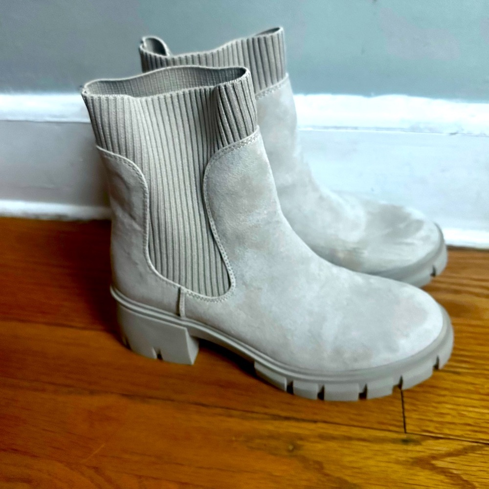 Tan suede booties